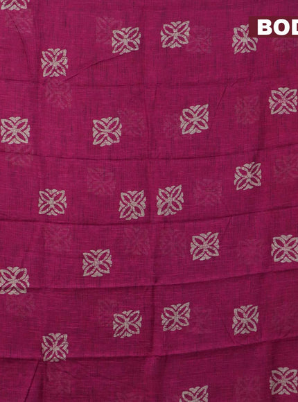 Jute cotton saree pink with batik butta prints and printed border