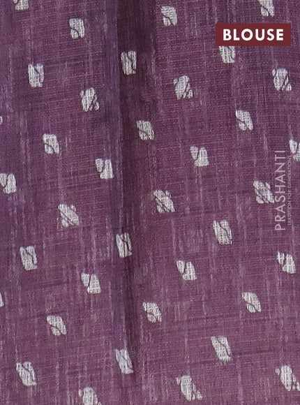 Jute cotton saree purple shade with batik butta prints and printed border