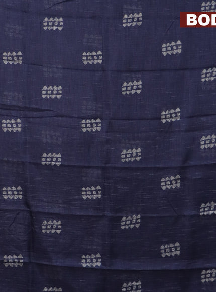 Jute cotton saree bluish grey with batik butta prints and printed border