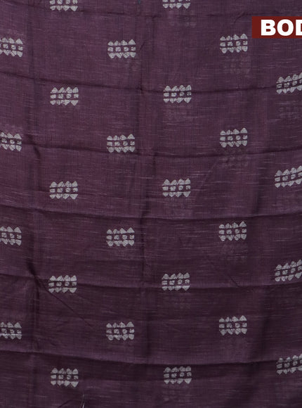 Jute cotton saree mild purple shade with batik butta prints and printed border