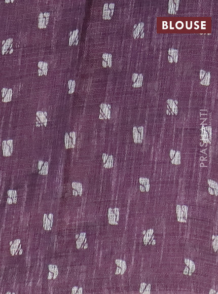 Jute cotton saree mild purple shade with batik butta prints and printed border