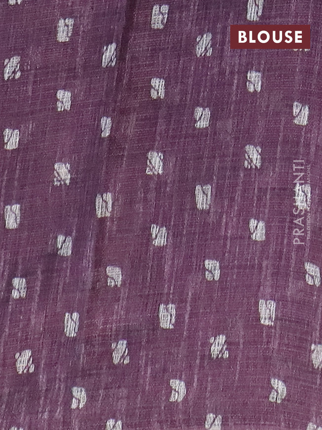 Jute cotton saree mild purple shade with batik butta prints and printed border