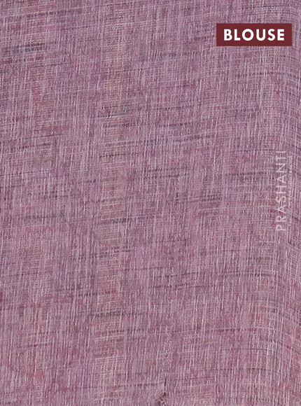 Jute cotton saree mild purple shade with allover floral prints and simple border