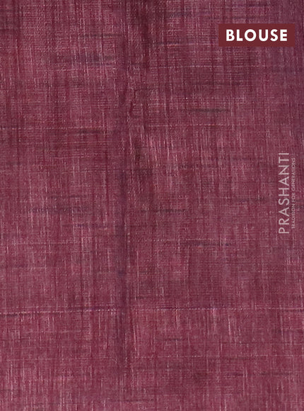 Jute cotton saree grey and maroon with allover floral prints and simple border