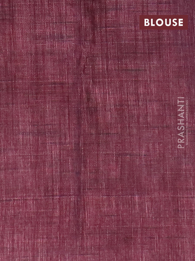 Jute cotton saree grey and maroon with allover floral prints and simple border