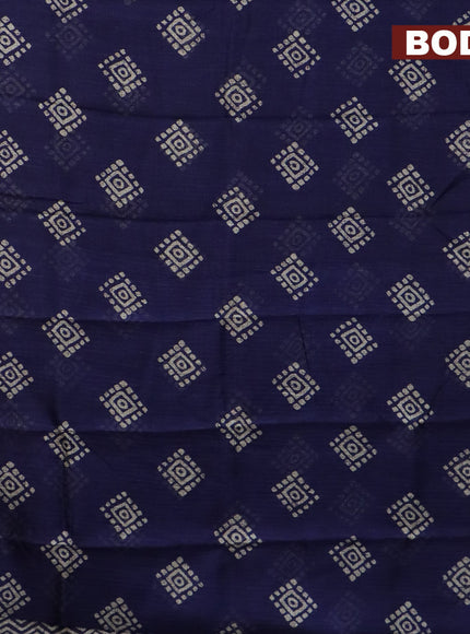 Jute cotton saree dark blue with butta prints and printed border