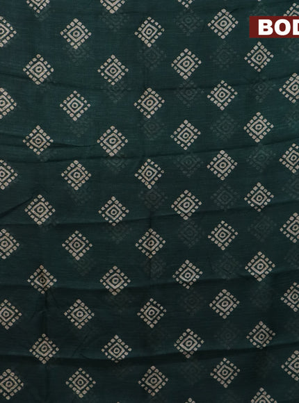 Jute cotton saree green with butta prints and printed border