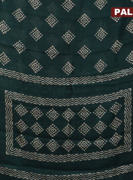 Jute cotton saree green with butta prints and printed border