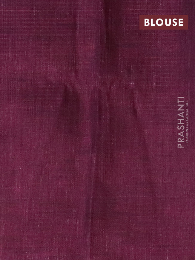 Jute cotton saree wine shade with allover leaf prints and simple border