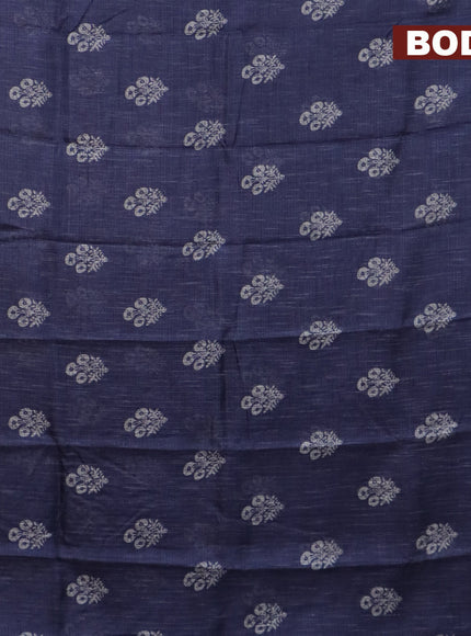 Jute cotton saree blue with butta prints and printed border