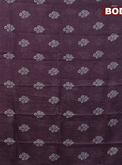 Jute cotton saree purple shade with butta prints and printed border