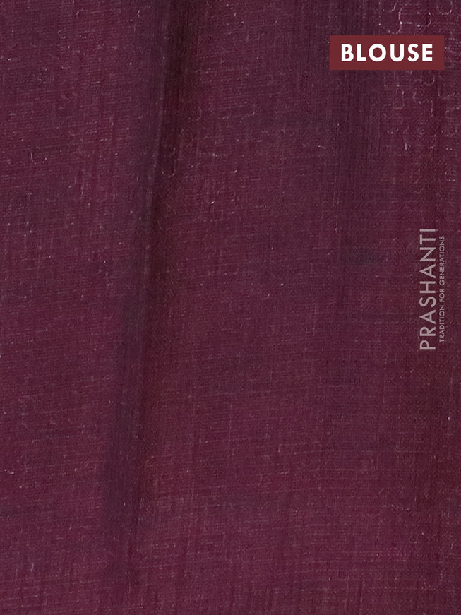 Jute cotton saree purple shade with allover prints and printed border