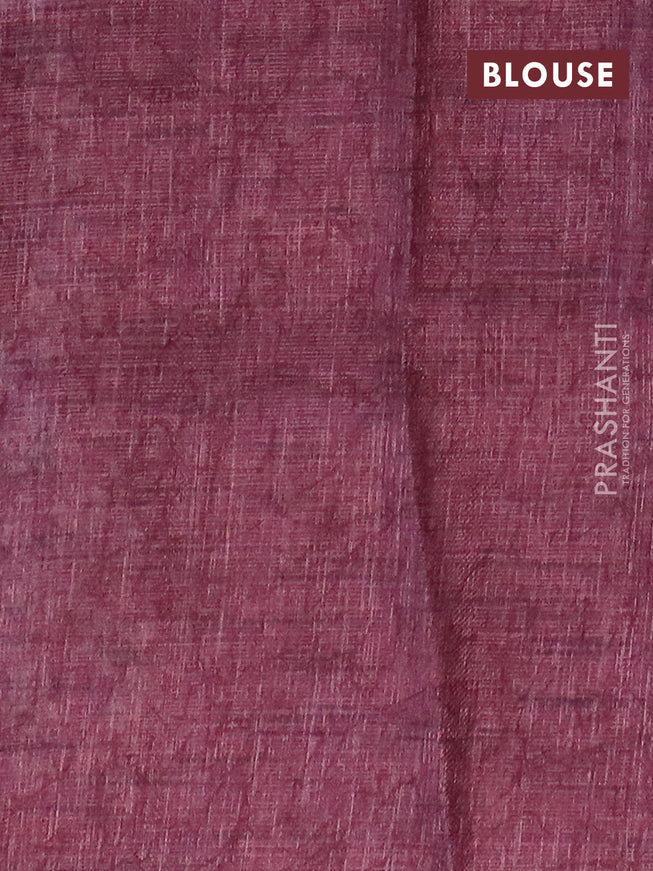 Jute cotton saree maroon shade with allover prints and printed border