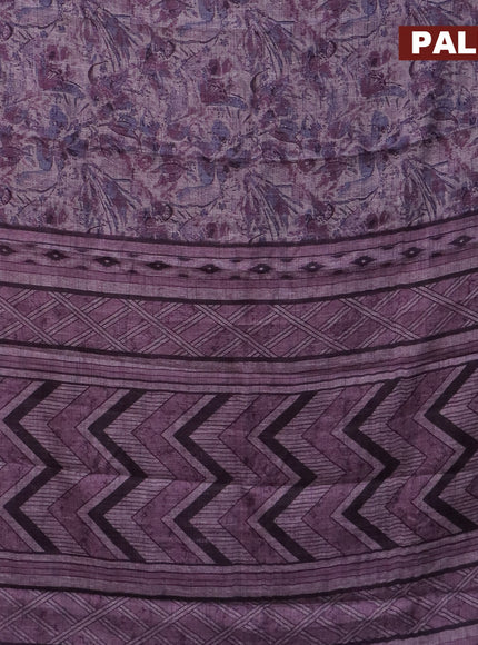 Jute cotton saree mild purple shade with allover floral prints and simple border