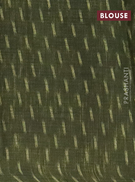 Jute cotton saree sap green and grey with butta prints and printed border