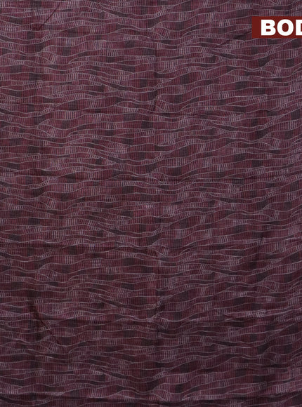 Jute cotton saree wine shade with allover prints and simple border