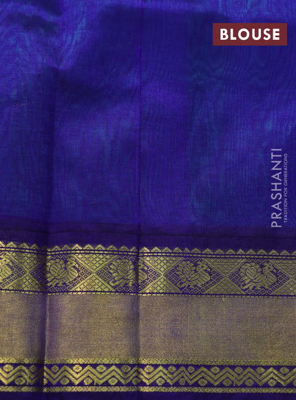 Kuppadam silk cotton saree teal green and blue with annam zari woven buttas and zari woven border