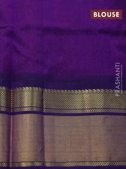 Kuppadam silk cotton saree pink and violet with plain body and zari woven korvai border