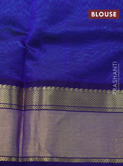 Kuppadam silk cotton saree teal blue and blue with plain body and zari woven korvai border