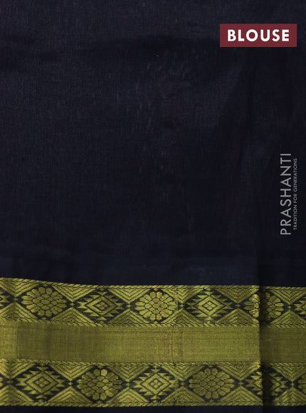 Kuppadam silk cotton saree light pink and black with plain body and zari woven korvai border