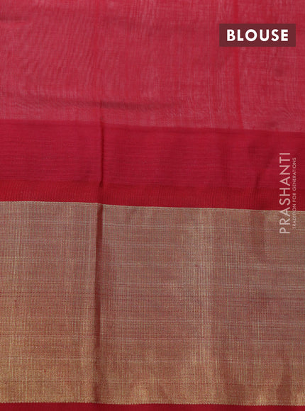 Kuppadam silk cotton saree off white and kumkum red with plain body and temple design zari woven border