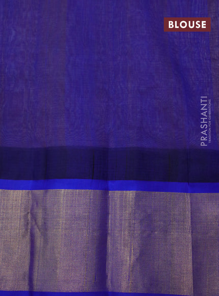 Kuppadam silk cotton saree pale orange and blue with plain body and temple design zari woven border