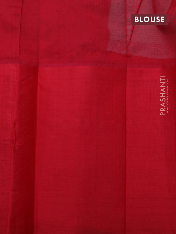 Kuppadam silk cotton saree teal blue shade and red with allover zari woven buttas and long rich zari woven border