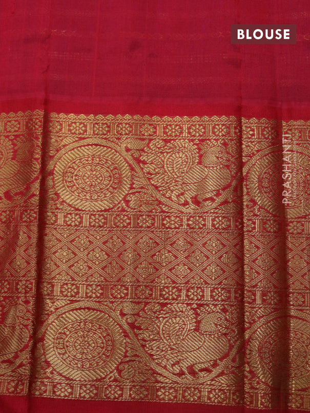 Kuppadam silk cotton saree blue and red with allover zari weaves and long rich zari woven border