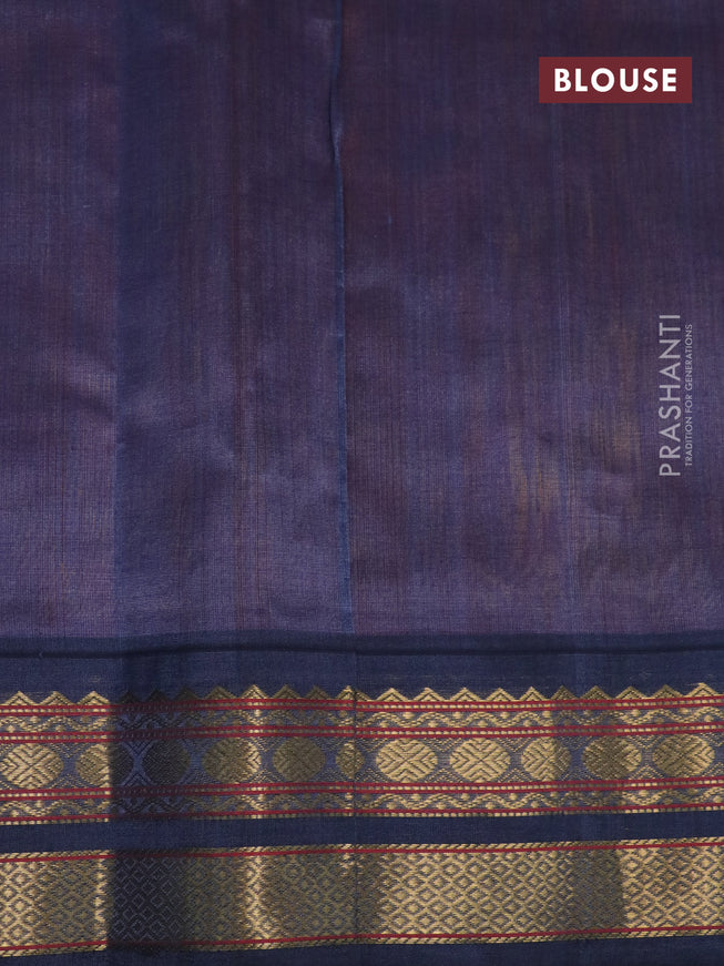 Silk cotton saree rustic orange and grey with plain body and zari woven korvai border