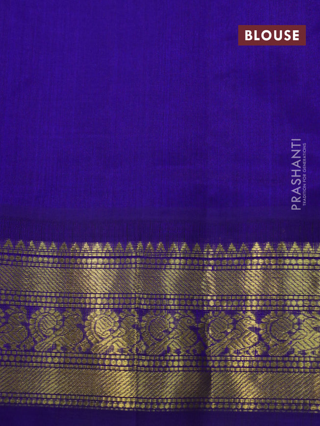 Silk cotton saree candy pink and blue with allover zari checked pattern and zari woven korvai border