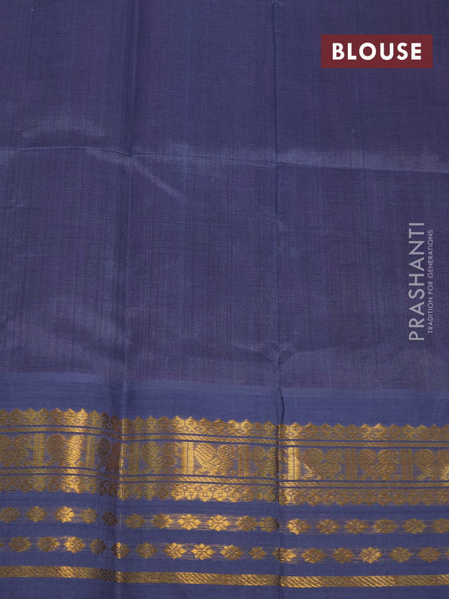 Silk cotton saree dual shade of brownish purple and dual shade of grey with zari woven buttas and zari woven korvai border