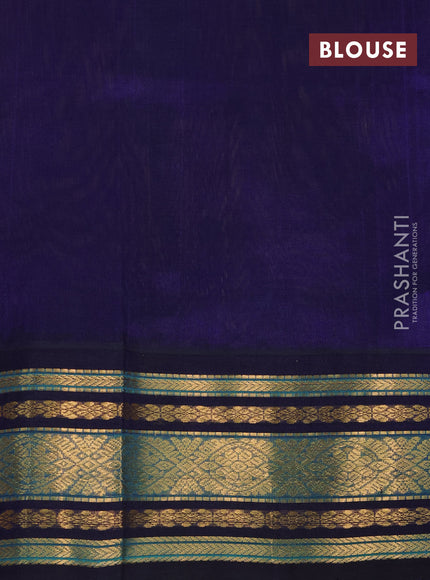 Silk cotton saree sandal and navy blue with zari woven buttas and zari woven korvai border