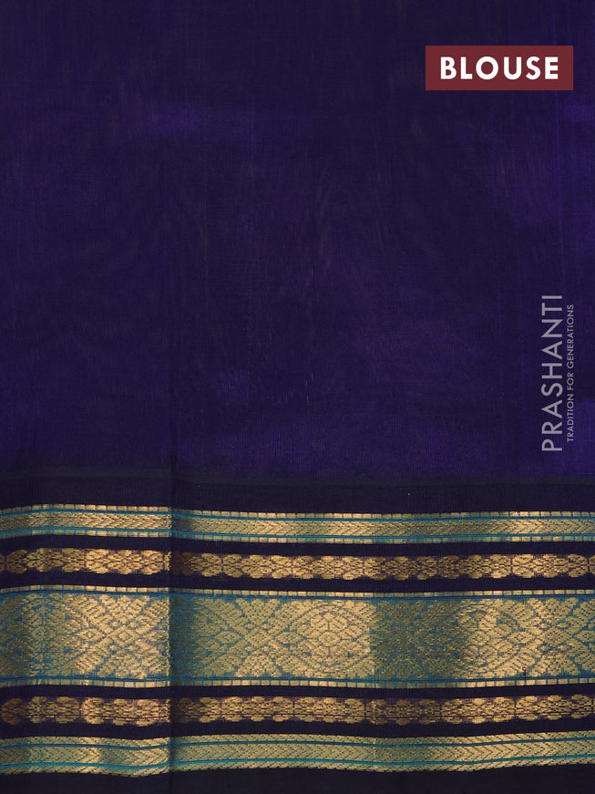 Silk cotton saree sandal and navy blue with zari woven buttas and zari woven korvai border