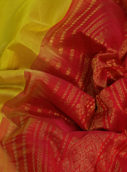 Silk cotton saree yellow and red with zari woven buttas and zari woven korvai border