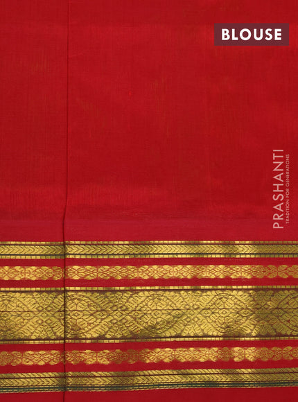 Silk cotton saree yellow and red with zari woven buttas and zari woven korvai border