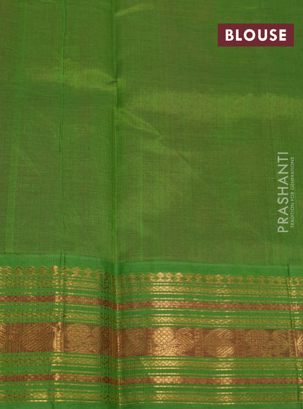 Silk cotton saree pink and light green with annam & paisley zari woven buttas and zari woven korvai border