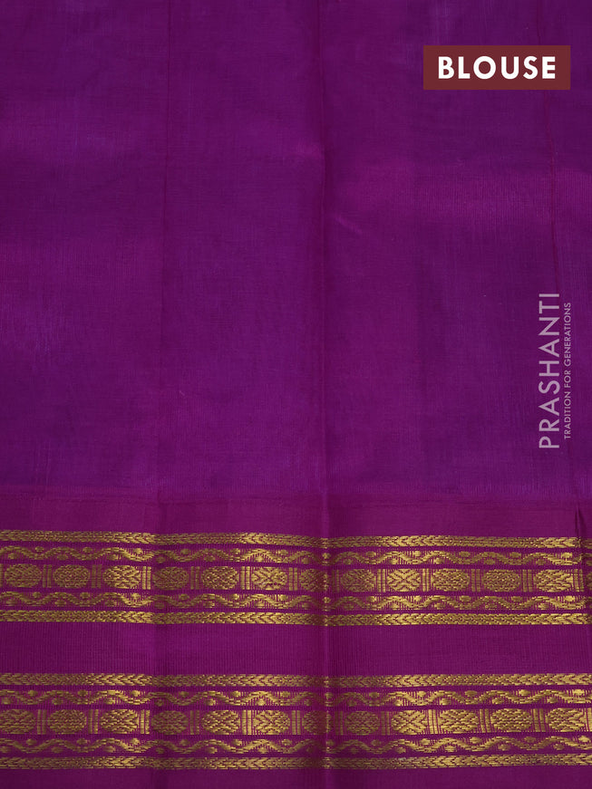 Silk cotton saree lavender shade and purple with plain body and rettapet zari woven korvai border