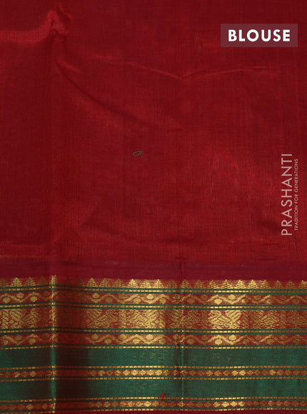 Silk cotton saree beige and maroon with plain body and zari woven korvai border