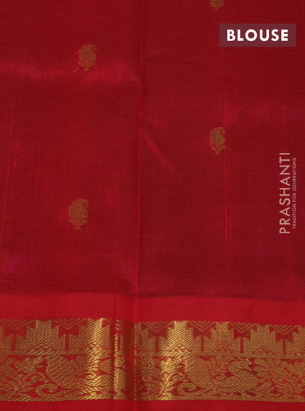 Silk cotton saree violet and red with paisley zari woven buttas and zari woven korvai border