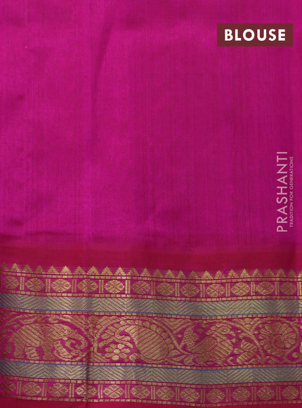 Silk cotton saree yellow and pink with zari woven annam buttas and zari woven korvai border