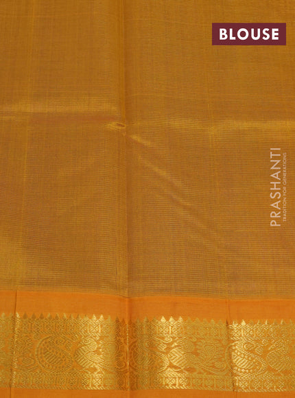 Silk cotton saree blue and mustard yellow with allover vairosi pattern and rich zari woven korvai border