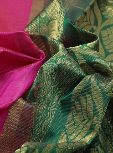 Silk cotton saree pink and green with allover vairosi pattern and rich zari woven korvai border