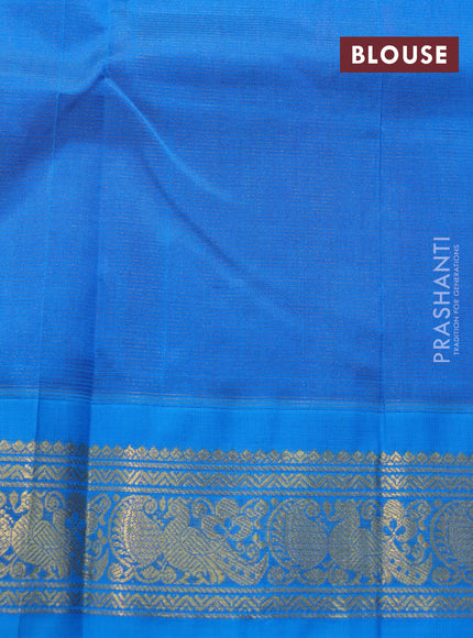 Silk cotton saree purple and cs blue with allover vairosi pattern and rich zari woven korvai border