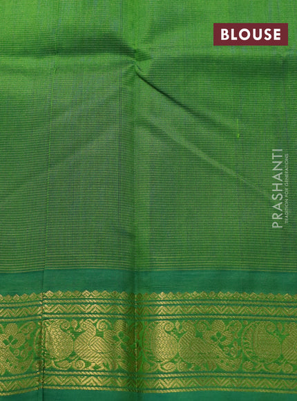 Silk cotton saree blue and light green with allover vairosi pattern and rich zari woven korvai border