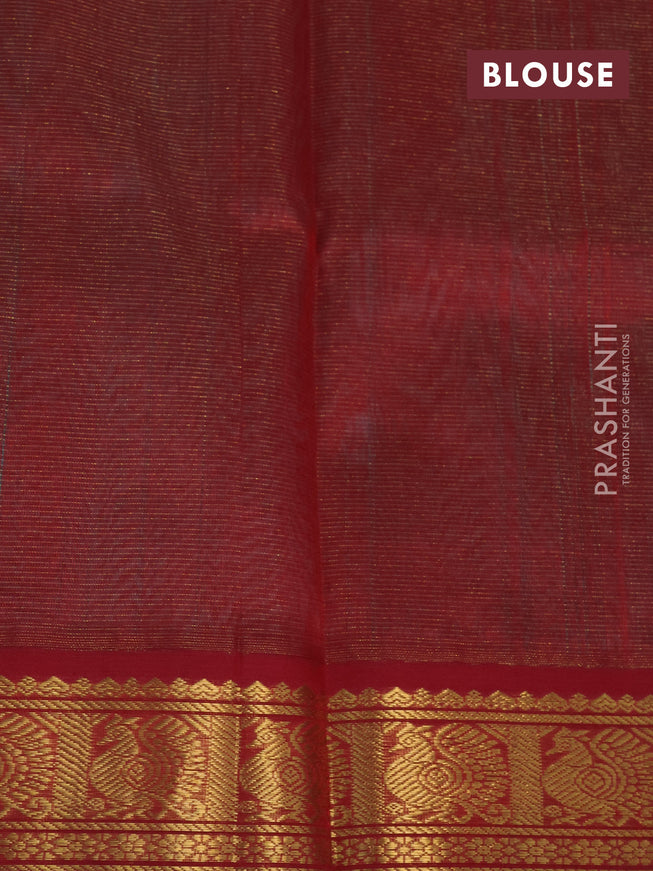 Silk cotton saree teal green shade and maroon with allover vairosi pattern and zari woven korvai border