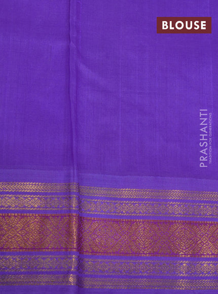 Silk cotton saree cream and lavender with allover zari checks & buttas and zari woven korvai border