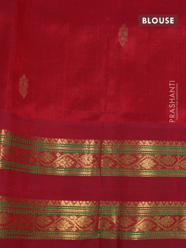 Silk cotton saree mango yellow and maroon with plain body and rettapet zari woven korvai border