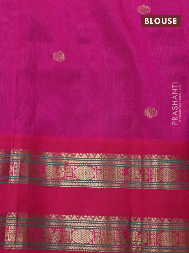 Silk cotton saree grey and pink with zari woven buttas and rettapet zari woven korvai border