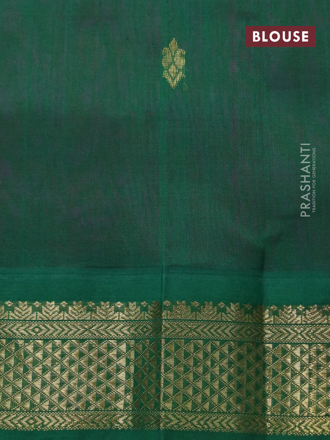 Silk cotton saree dark pink and green with zari woven buttas and zari woven korvai border