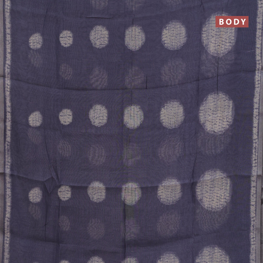 Semi linen saree grey with shibori prints and kalamkari printed pallu